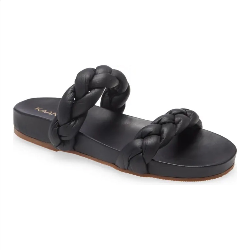 KAANAS Coco Chunky Braided Pool Slide NWT Black